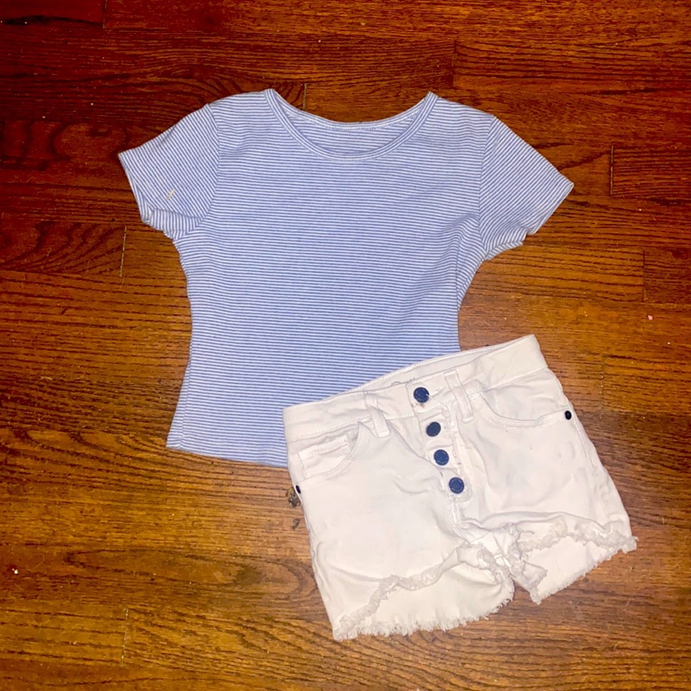 Brandy Melville blue and white striped top